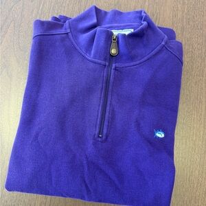 Southern Tide Men's Purple Quarter-Zip 100% Cotton Pullover